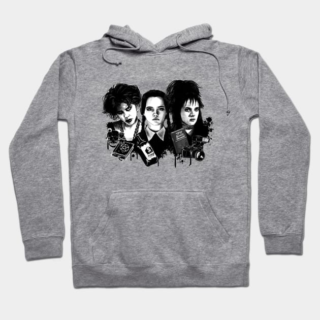 Bad Girls - Wednesday Addams, Nancy Downs and Lydia Deetz Hoodie by Otracreativa